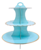 R508006 CUP CAKE STAND 3 NIVELES AZUL FILO ORO