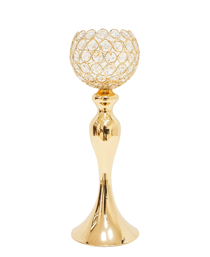 R707022 CANDELABRO CRISTALES 36CMS ORO