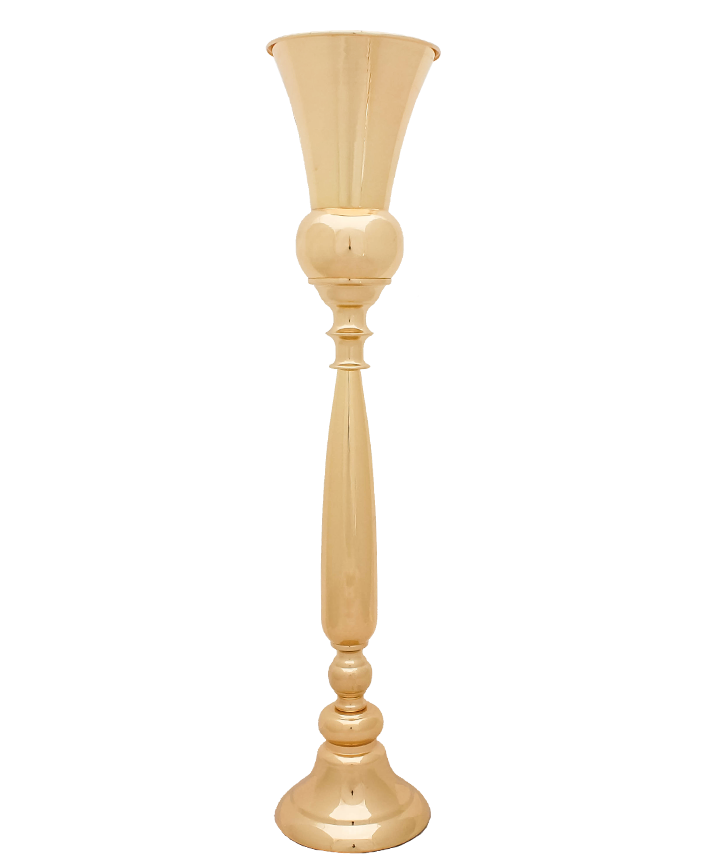 R707044 CANDELABRO CROMADO  TROMPETA 77 CM ORO
