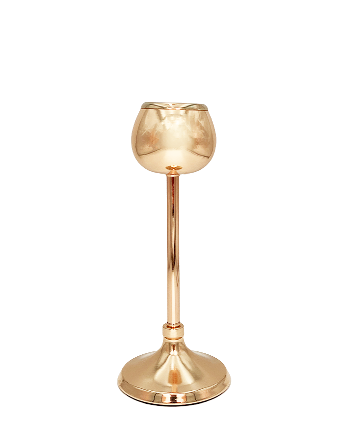 R707055 CANDELABRO COPA TEQUILA ORO 11X27CM