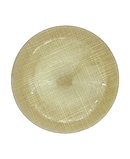 R733012-1 BAJO PLATO VIDRIO TELA LISO ORO 32CM