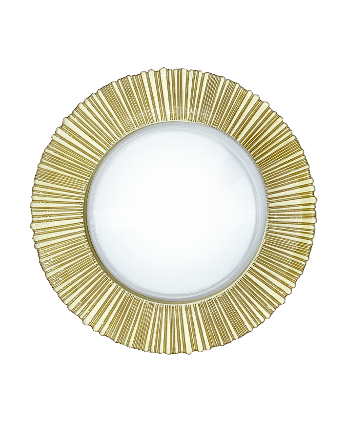 R733013-1 BAJO PLATO VIDRIO SOL ORO 32CM