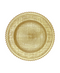 R733014-1 BAJO PLATO VIDRIO PERLAS TELA ORO 32CM