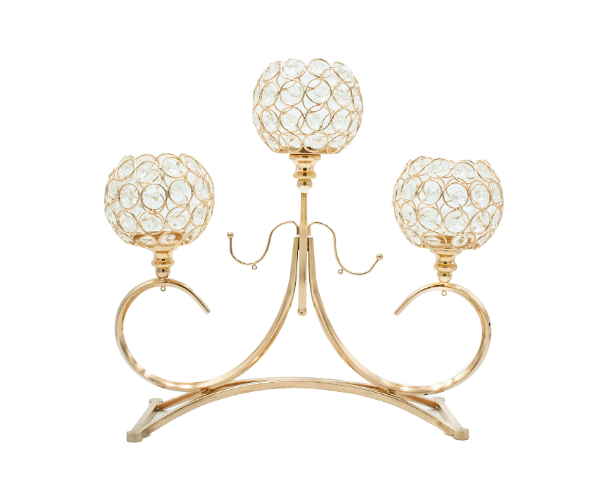 R735101 CANDELABRO CRISTALES TRIPLE ALTO 35 X 32 CM