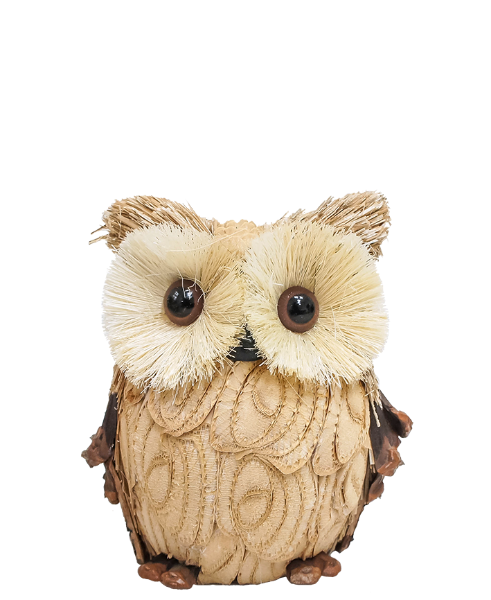 R738004 FIGURA BUHO JUNCO 15 X 11 CM
