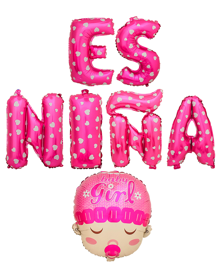 R907102 GLOBO METALICO ES NIÑA 40 CMS 7 PZAS