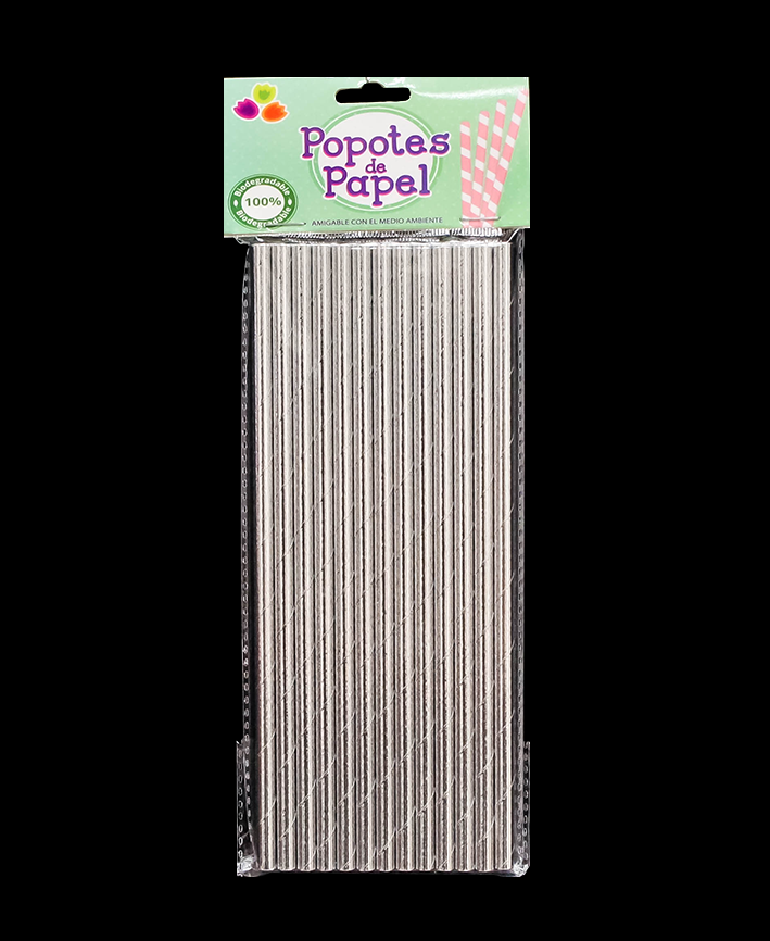 R914002 POPOTE DE PAPEL 25 PZAS METALICO